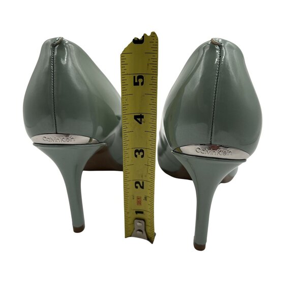 Calvin Klein Gayle Womens 7 Patent Leather Aqua Pointed Toe Dress Pump Timeless - Picture 4 of 16